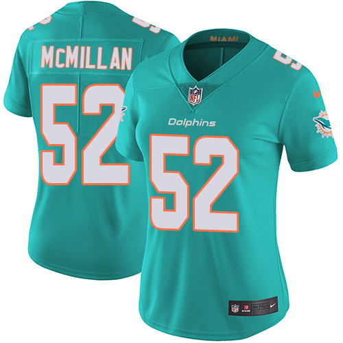 Nike Miami Dolphins #52 Raekwon McMillan Aqua Green Team Color Women Stitched NFL Vapor Untouchable Limited Jersey->women nfl jersey->Women Jersey